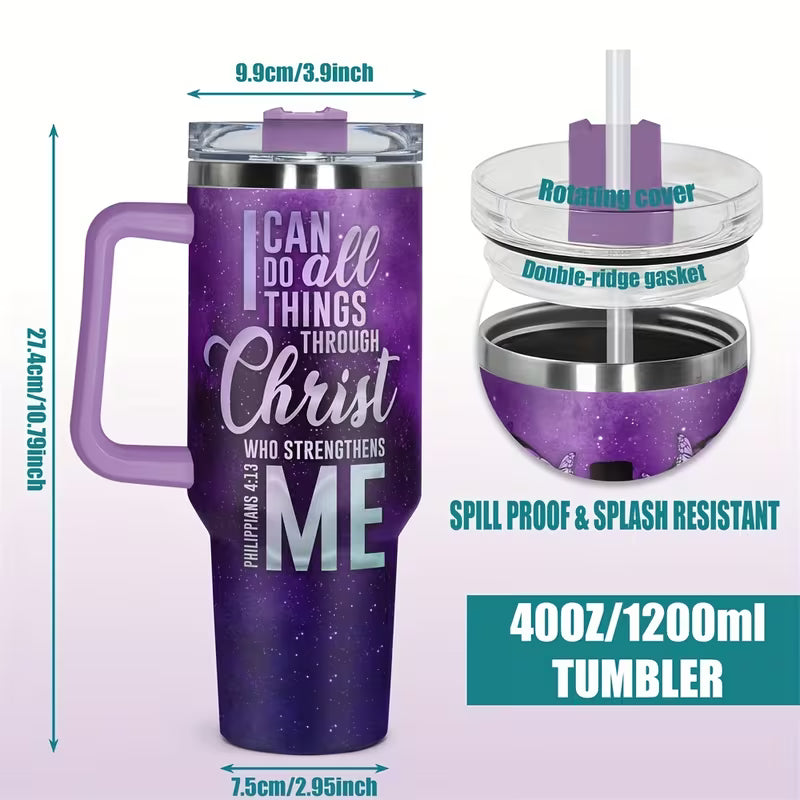 Inspirational Travel Tumbler - I Can Do All Things Through Christ