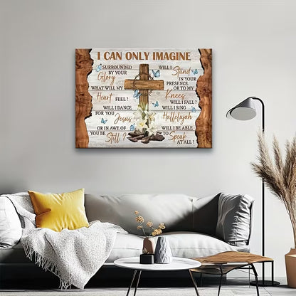 Canvas Poster Wall Art- Jesus & Cross with Lilies