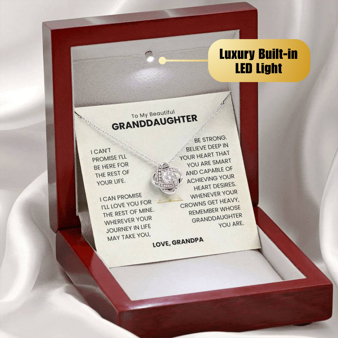 To My Beautiful Granddaughter - I'll Love You For The Rest Of My Life - Love Knot Necklace MG0032