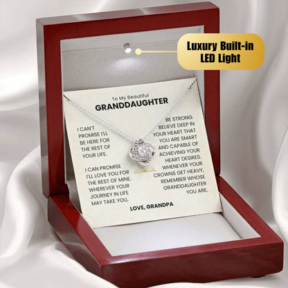 To My Beautiful Granddaughter - I'll Love You For The Rest Of My Life - Love Knot Necklace MG0032