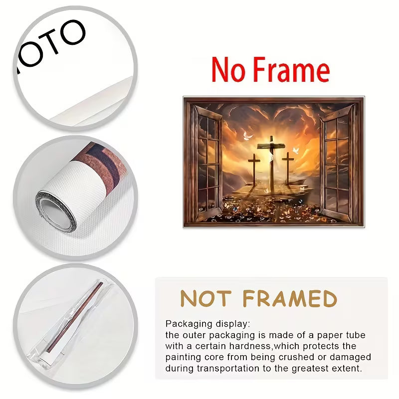 Canvas Poster Wall Art- The Three Crosses Jesus