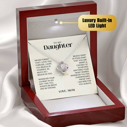 To My Daughter - Never Forget That I Love You - Love Knot Necklace MG0034