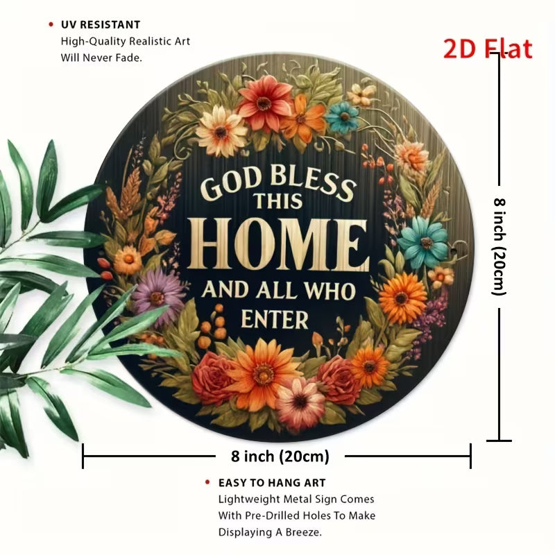 2D Flat Aluminum Metal Sign - God Bless This Home