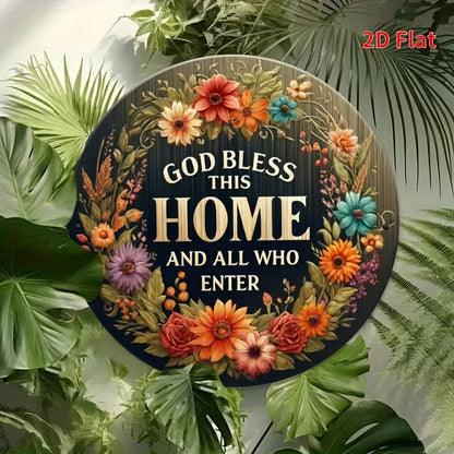 2D Flat Aluminum Metal Sign - God Bless This Home