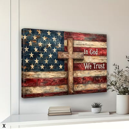 Canvas Poster Wall Art- Vintage American Flag