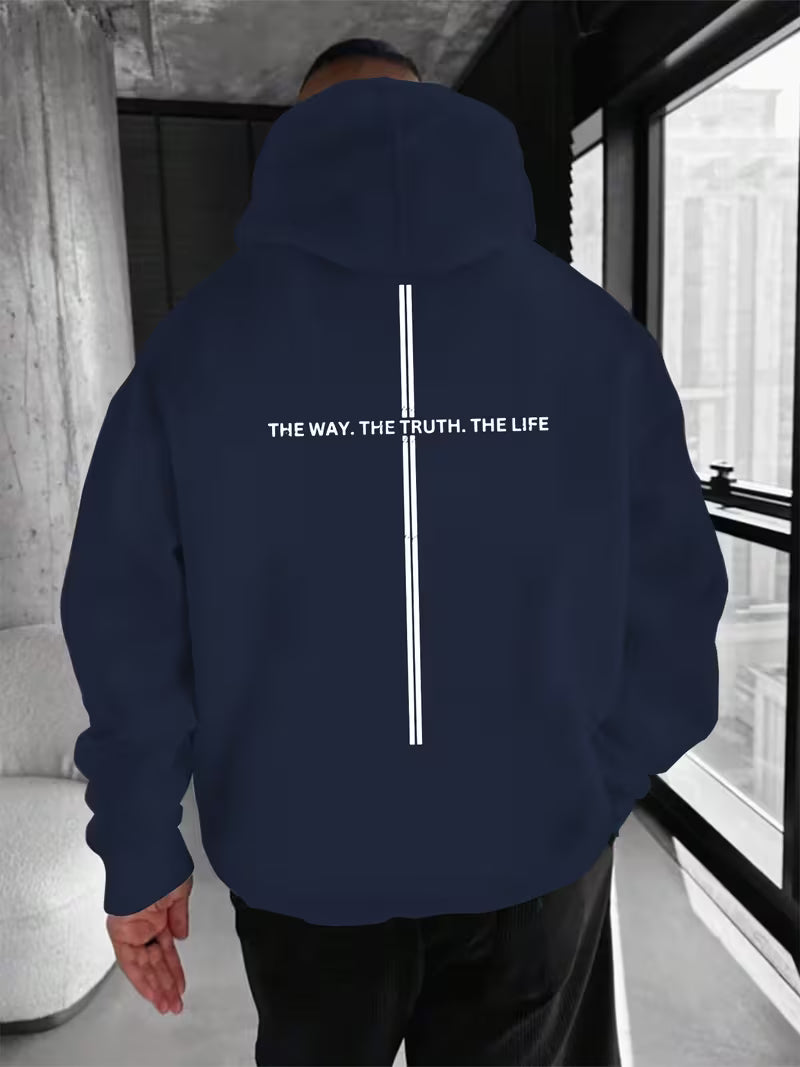 Stylish Hoodie Long Sleeve Pullover - Cross Way Truth Life