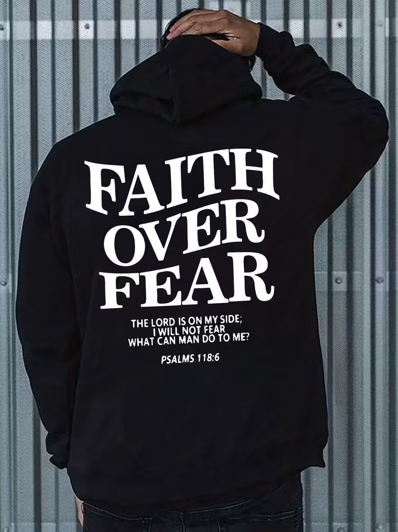 Stylish Hoodie Long Sleeve Pullover - Faith Over Fear