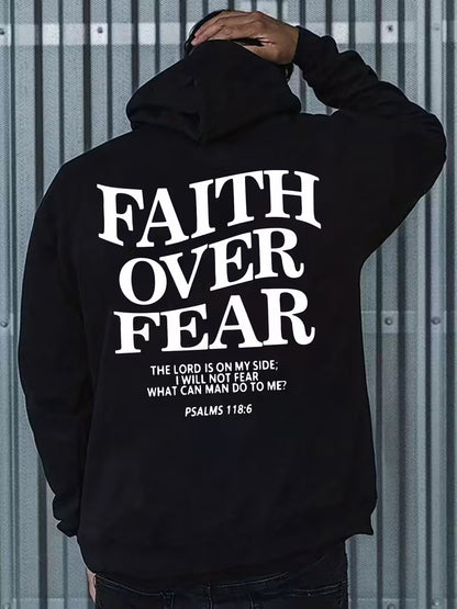 Stylish Hoodie Long Sleeve Pullover - Faith Over Fear