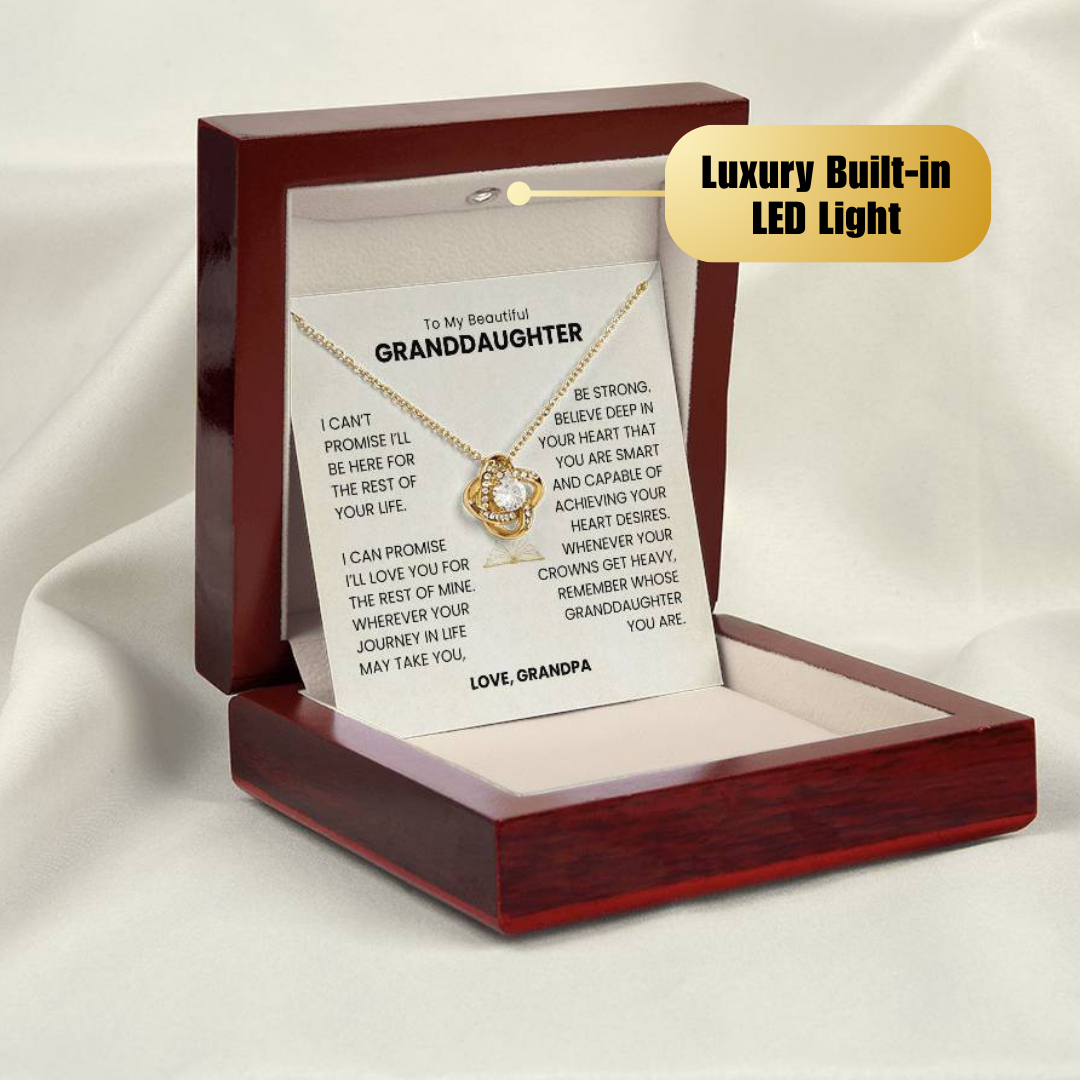 To My Beautiful Granddaughter - I'll Love You For The Rest Of My Life - Love Knot Necklace MG0032