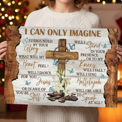 Canvas Poster Wall Art- Jesus & Cross with Lilies