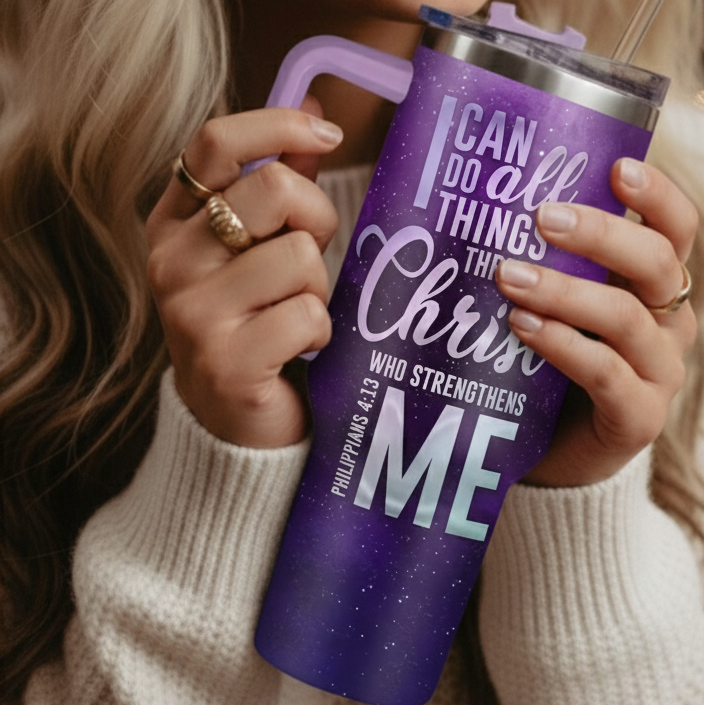 Insulated Tumbler With Straw 40oz- Faith Purple Butterfly