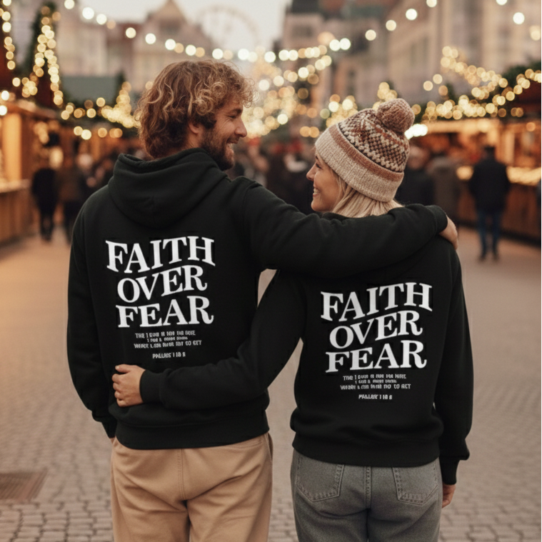 Stylish Hoodie Long Sleeve Pullover - Faith Over Fear