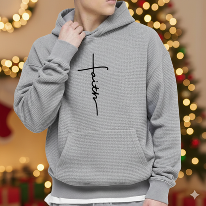 Waffle Hoodie Patterned Long-Sleeve - Faith