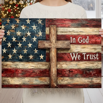 Canvas Poster Wall Art- Vintage American Flag