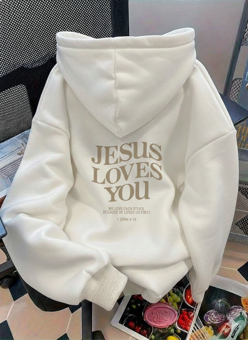 Stylish Hoodie Long Sleeve Pullover - Jesus Loves You