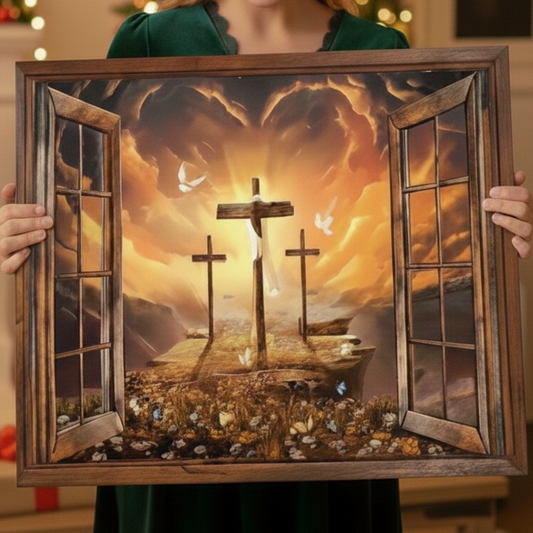 Canvas Poster Wall Art- The Three Crosses Jesus