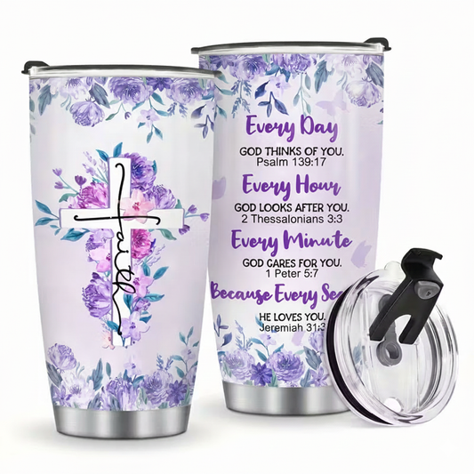 Insulated Tumbler 20oz- Faith Cross Floral