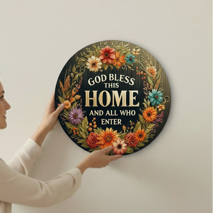 2D Flat Aluminum Metal Sign - God Bless This Home