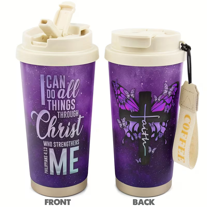 Inspirational Travel Tumbler - I Can Do All Things Through Christ