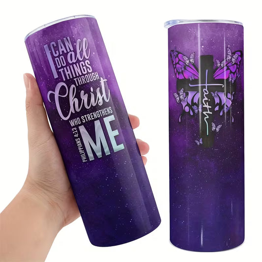 Inspirational Travel Tumbler - I Can Do All Things Through Christ