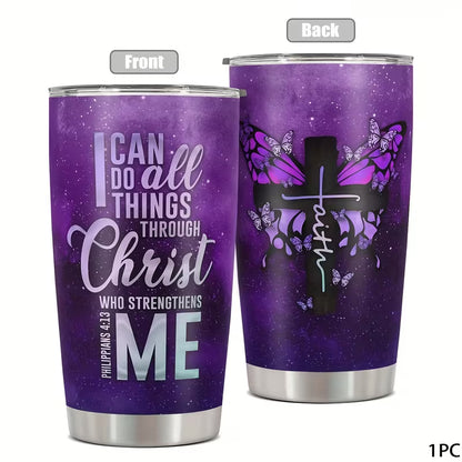 Inspirational Travel Tumbler - I Can Do All Things Through Christ