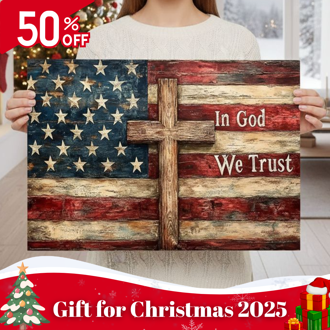 Canvas Poster Wall Art- Vintage American Flag