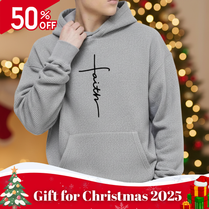 Waffle Hoodie Patterned Long-Sleeve - Faith