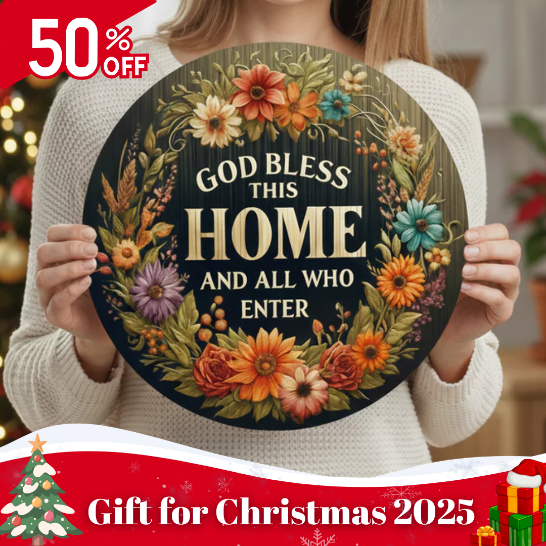 2D Flat Aluminum Metal Sign - God Bless This Home