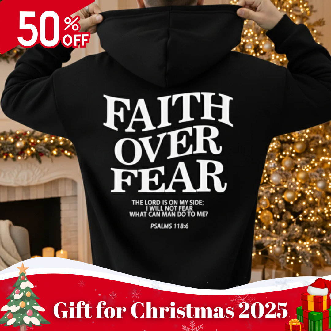 Stylish Hoodie Long Sleeve Pullover - Faith Over Fear