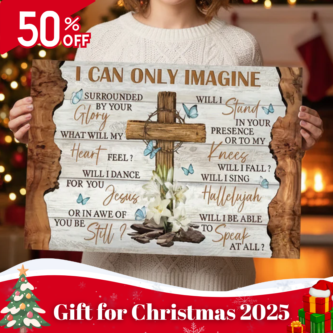 Canvas Poster Wall Art- Jesus & Cross with Lilies