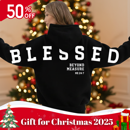 Plus Size Scripture Hoodie Pullover - Blessed Beyond Measure