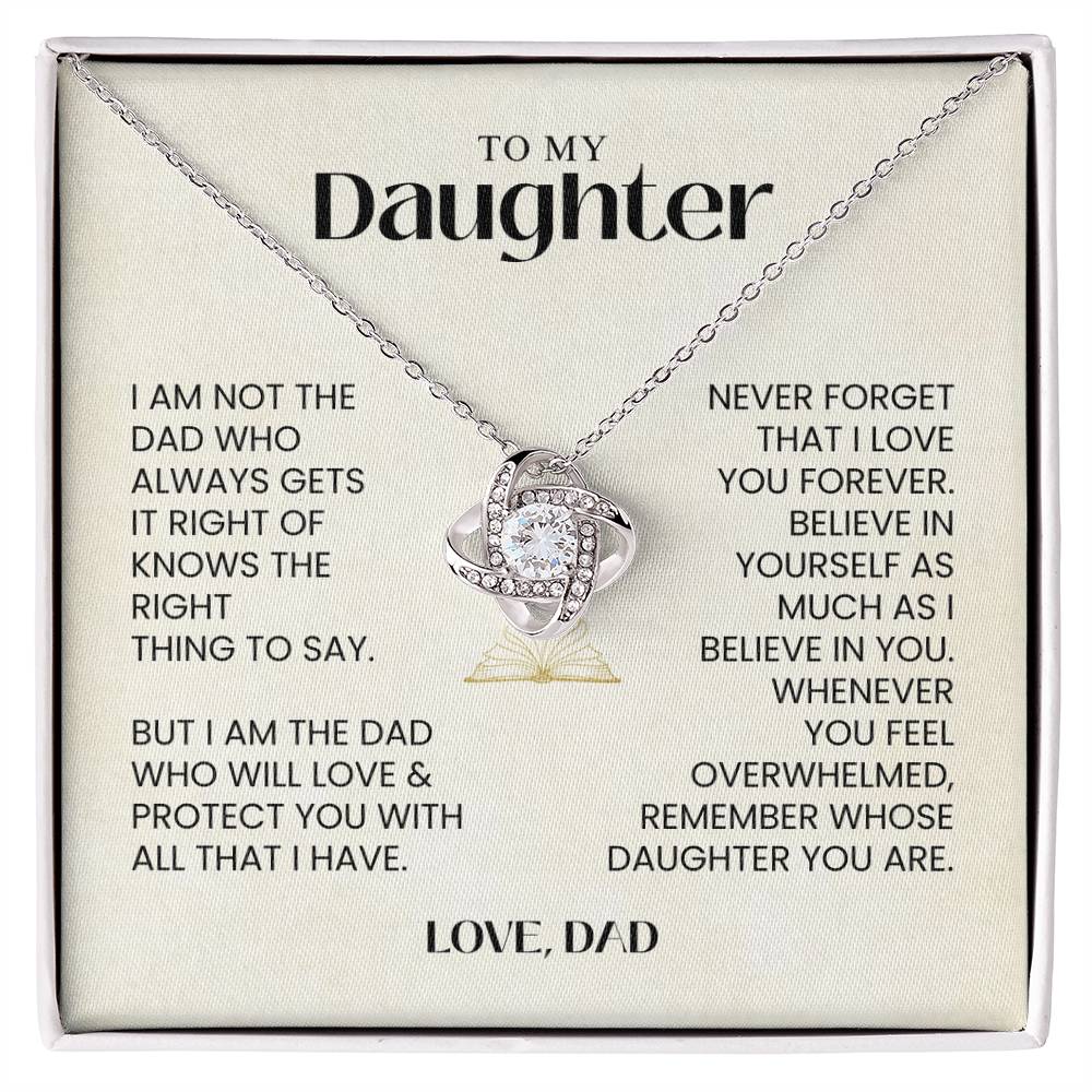 To My Daughter - I Will Love & Protect You - Love Knot Necklace MG0031