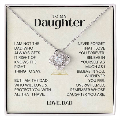 To My Daughter - I Will Love & Protect You - Love Knot Necklace MG0031