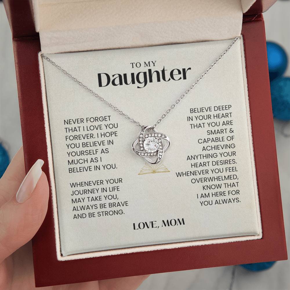 To My Daughter - Never Forget That I Love You - Love Knot Necklace MG0034