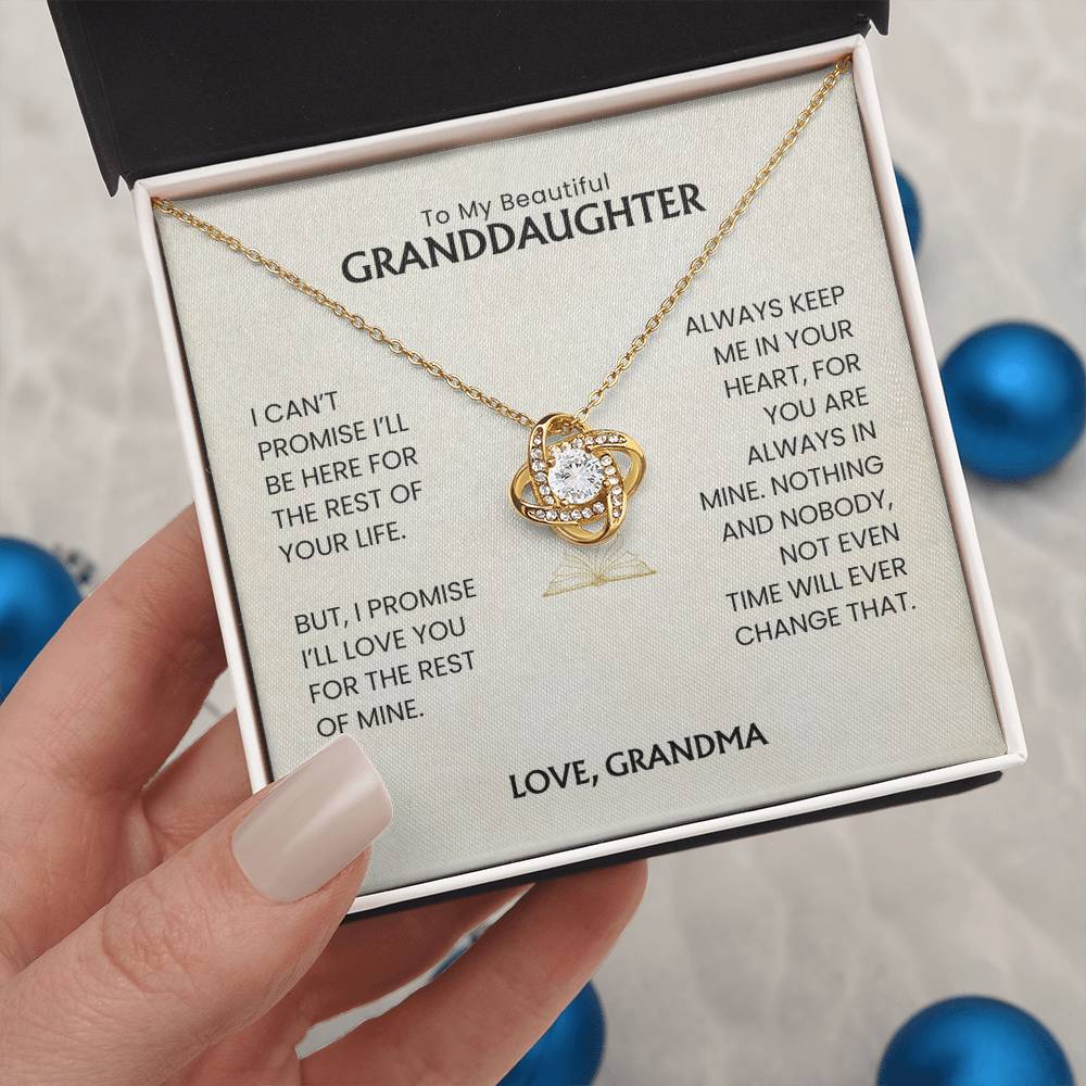 To My Beautiful Granddaughter - Always Keep Me In Your Heart - Love Knot Necklace MG0033
