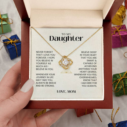 To My Daughter - Never Forget That I Love You - Love Knot Necklace MG0034