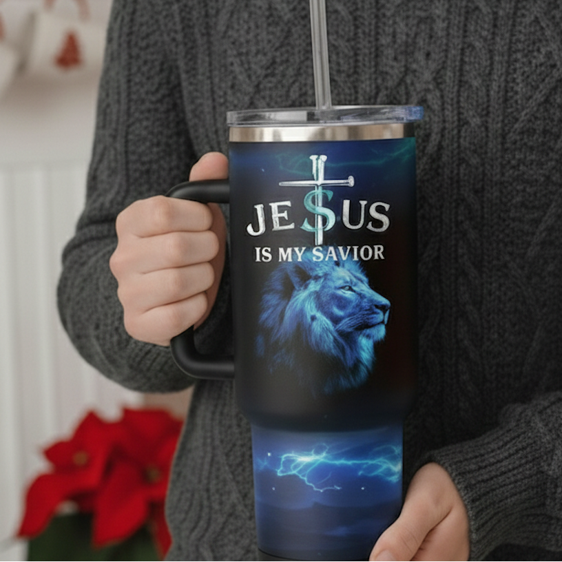 Insulated Tumbler With Straw 40oz- Jesus Is My Savior