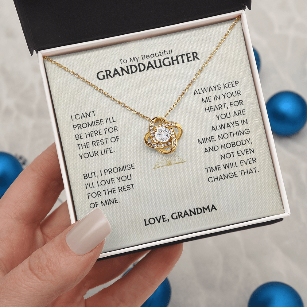 To My Beautiful Granddaughter - Always Keep Me In Your Heart - Love Knot Necklace MG0033