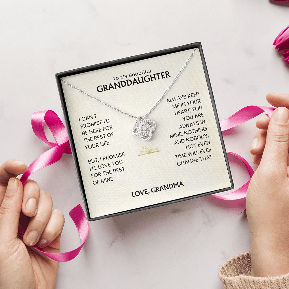 To My Beautiful Granddaughter - Always Keep Me In Your Heart - Love Knot Necklace MG0033