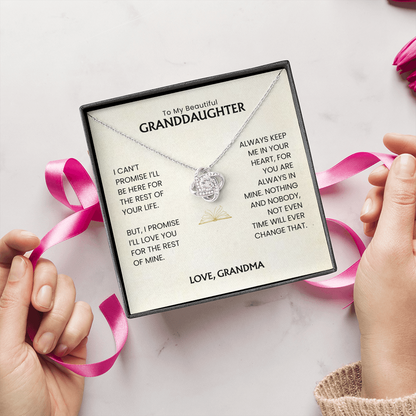 To My Beautiful Granddaughter - Always Keep Me In Your Heart - Love Knot Necklace MG0033