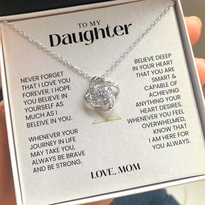 To My Daughter - Never Forget That I Love You - Love Knot Necklace MG0034