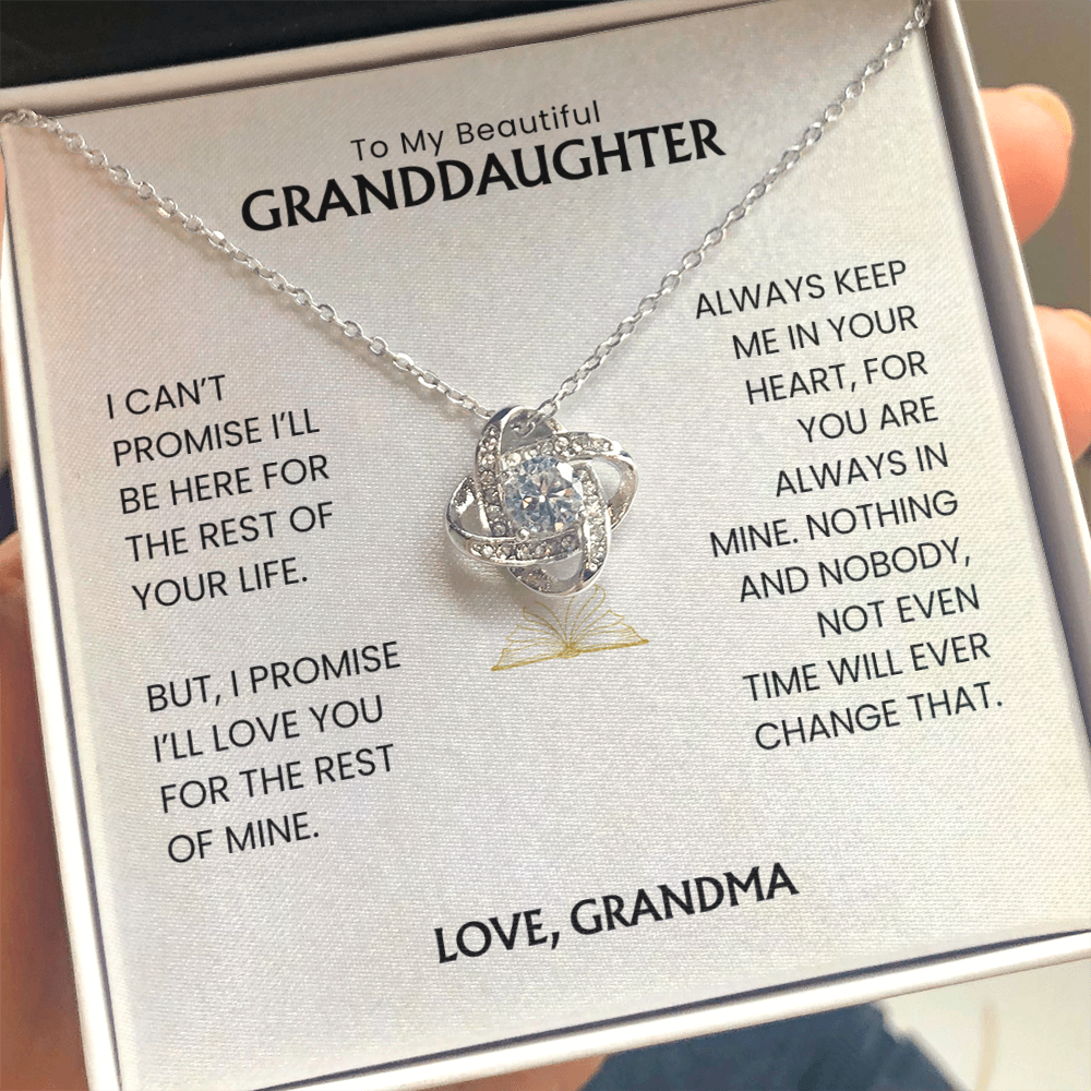 To My Beautiful Granddaughter - Always Keep Me In Your Heart - Love Knot Necklace MG0033