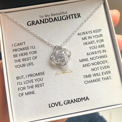 To My Beautiful Granddaughter - Always Keep Me In Your Heart - Love Knot Necklace MG0033