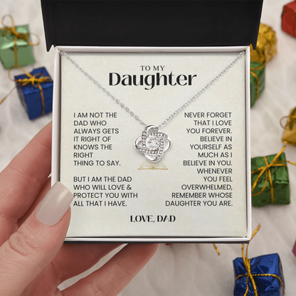 To My Daughter - I Will Love & Protect You - Love Knot Necklace MG0031