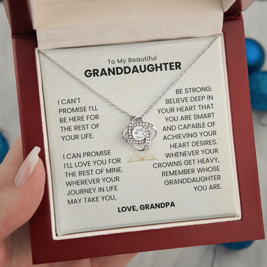To My Beautiful Granddaughter - I'll Love You For The Rest Of My Life - Love Knot Necklace MG0032