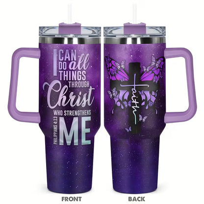 Inspirational Travel Tumbler - I Can Do All Things Through Christ