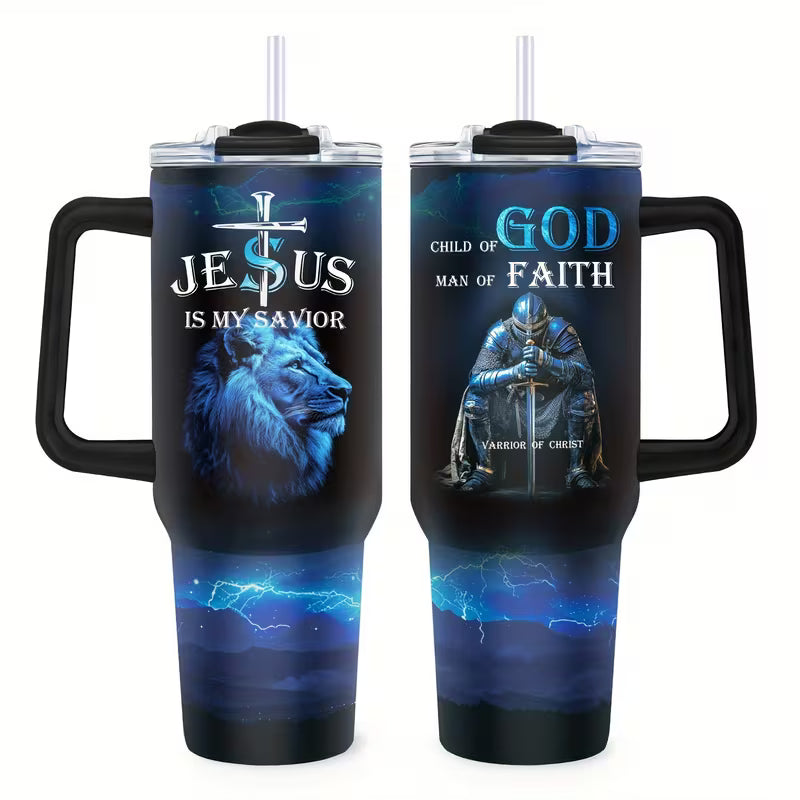 Insulated Tumbler With Straw 40oz- Jesus Is My Savior